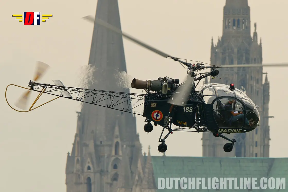 Alouette II in front of the Cathedral of Chartres during meeting aérien de Chartres